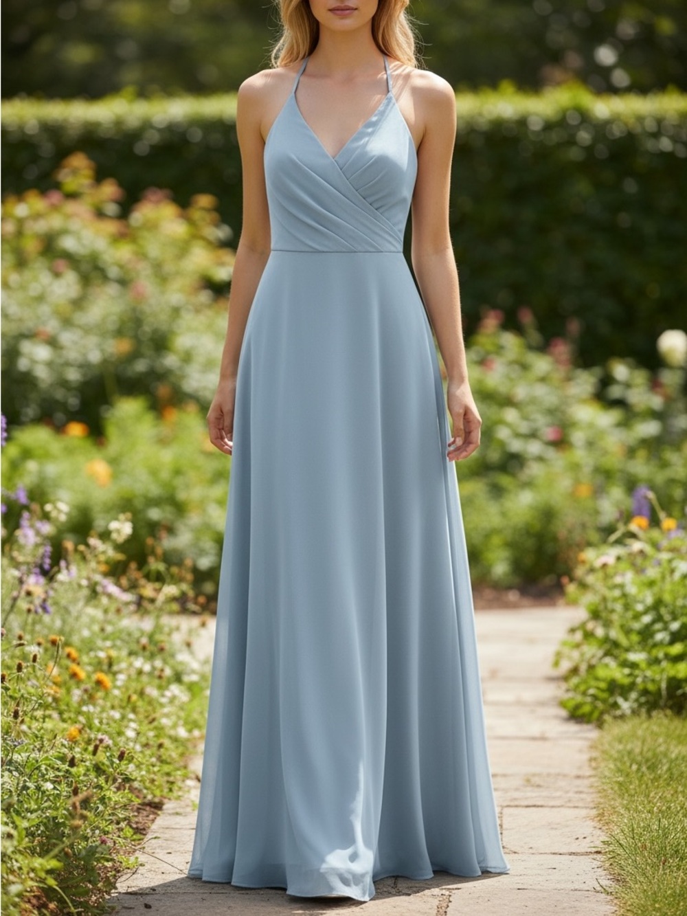 Azazie Light Blue Maxi Dress